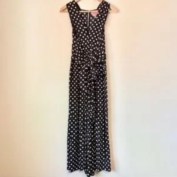 Kate Spade | Lia Black Polka Dot Jumpsuit with tie belt wide leg cropped - Picture 7 of 10